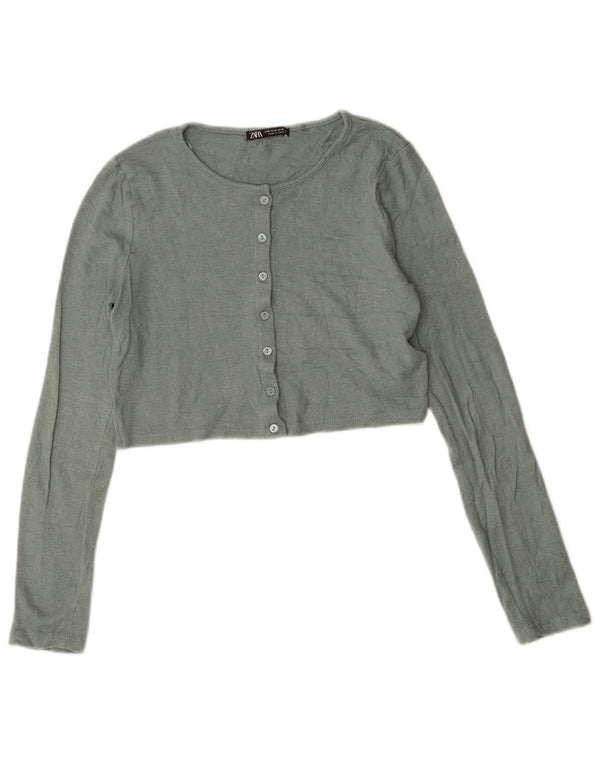 Suéter cardigã feminino Zara Reino Unido 12 viscose verde médio