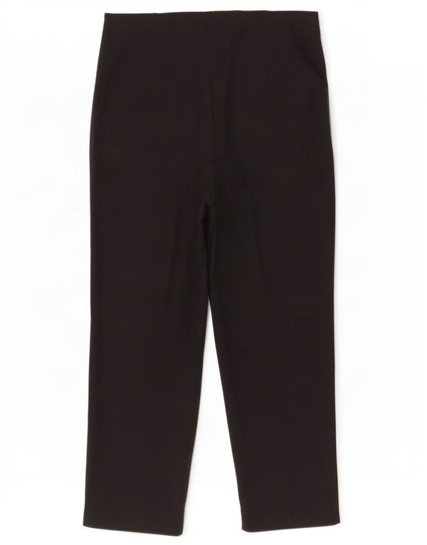 Calças cortadas femininas Marks & Spencer UK 12 médio W32 L23 algodão preto