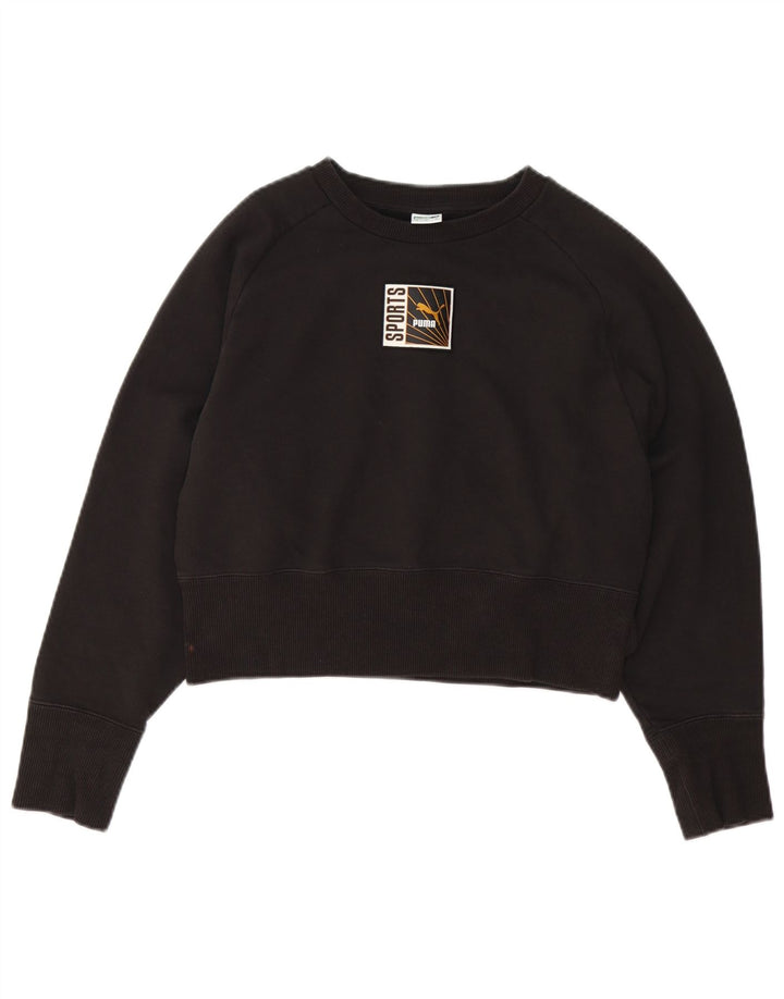 Puma feminino gráfico crop moletom jumper UK 14 médio algodão preto