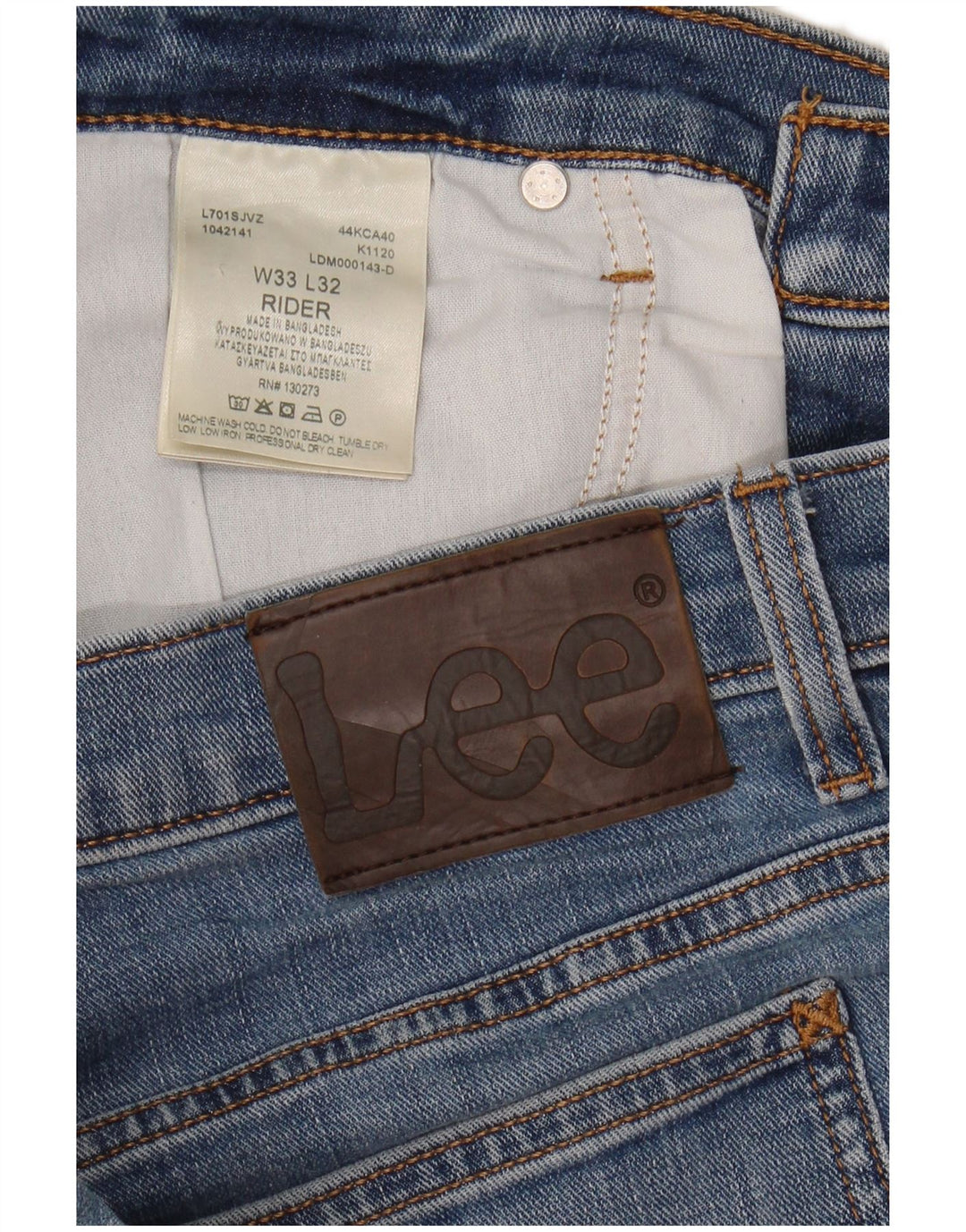 LEE Mens Rider Straight Jeans W33 L28 Azul Algodão