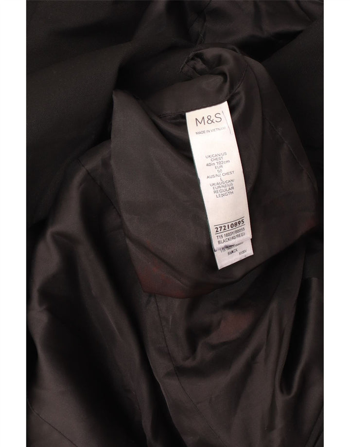 Jaqueta blazer masculina MARKS & SPENCER com 2 botões UK 40 poliéster preto médio