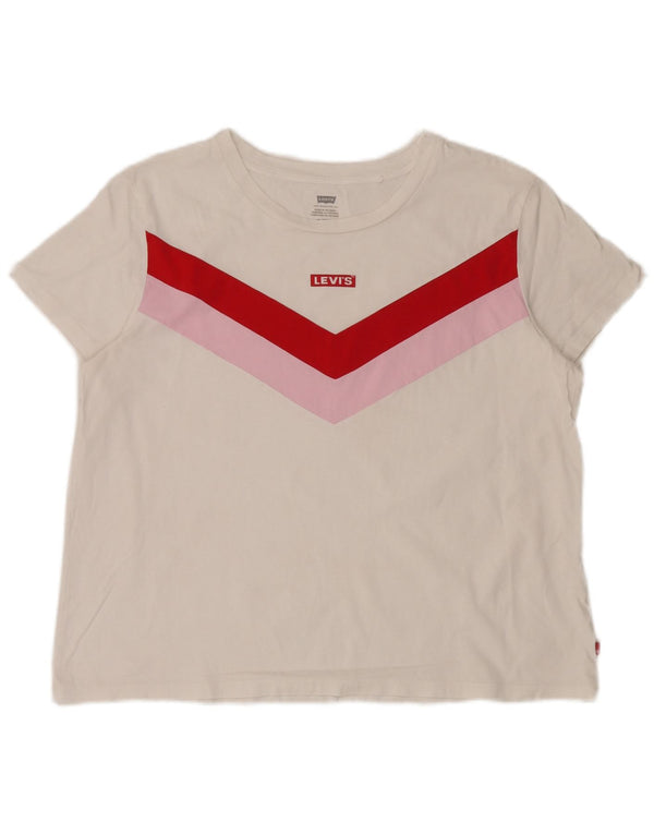 Camiseta feminina gráfica Levi's UK 18 XL branca colorblock