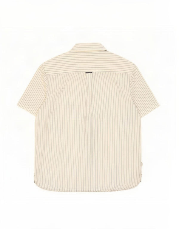 Camisa masculina de manga curta clássica White Stuff 2XL algodão listrado