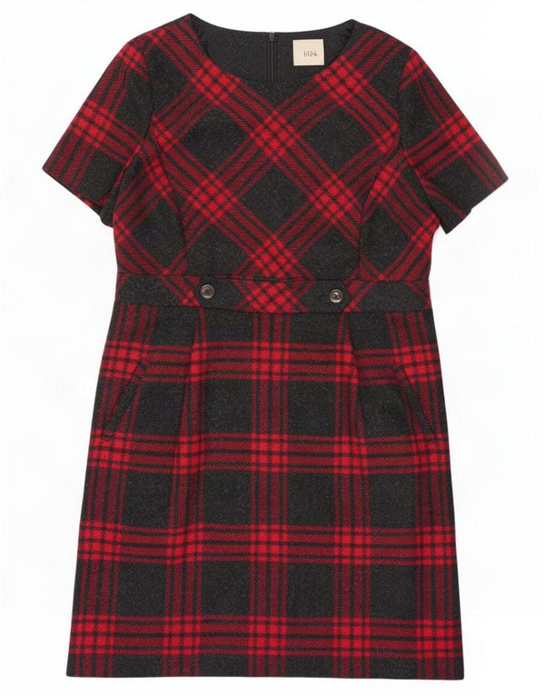 Hobbs Womens Sheath Dress UK 16 Large Red Check Wool