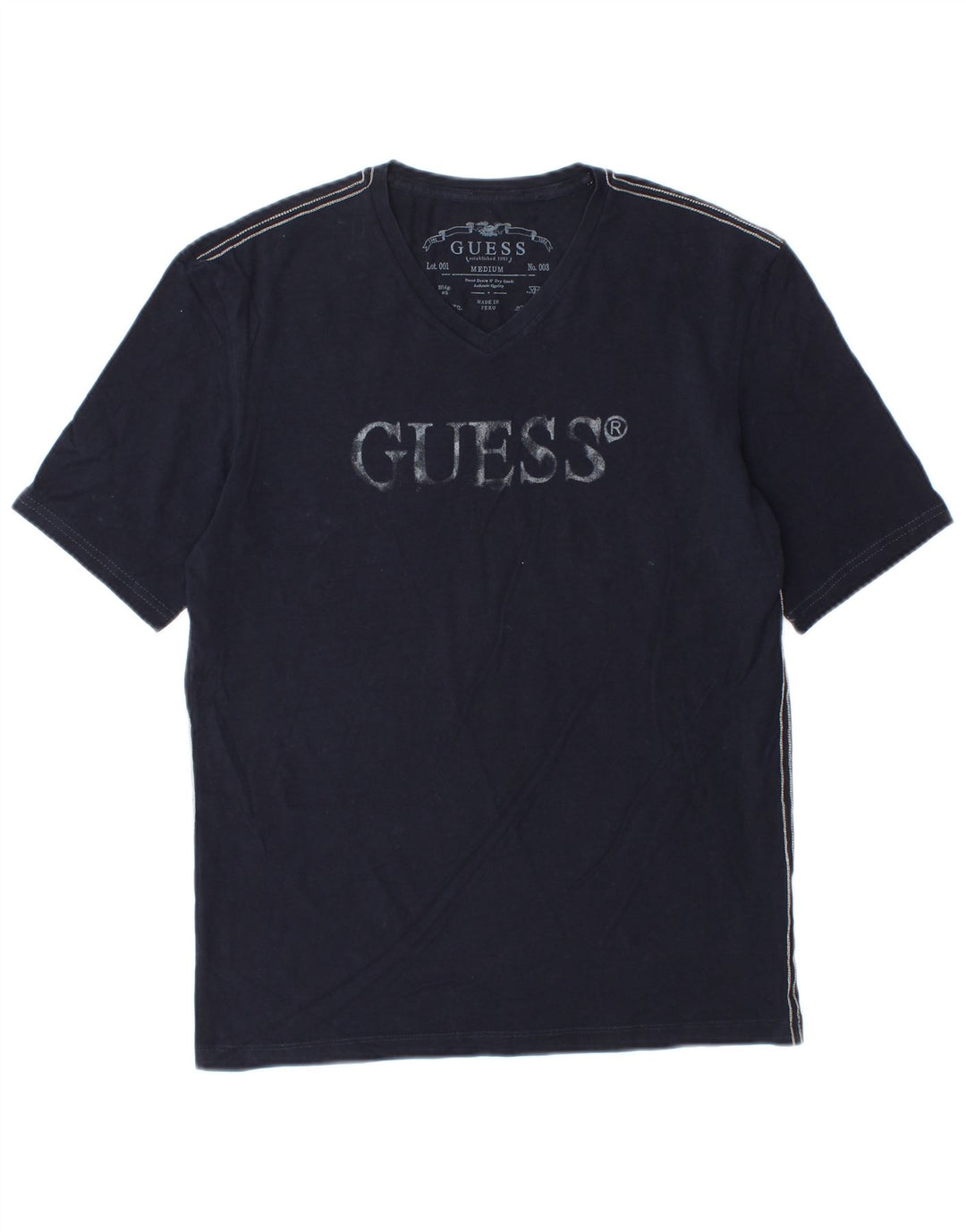 Guess Camiseta masculina gráfica Top médio algodão azul marinho