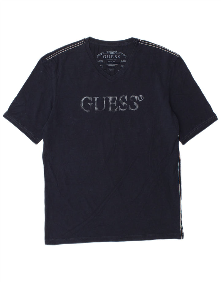Guess Camiseta masculina gráfica Top médio algodão azul marinho