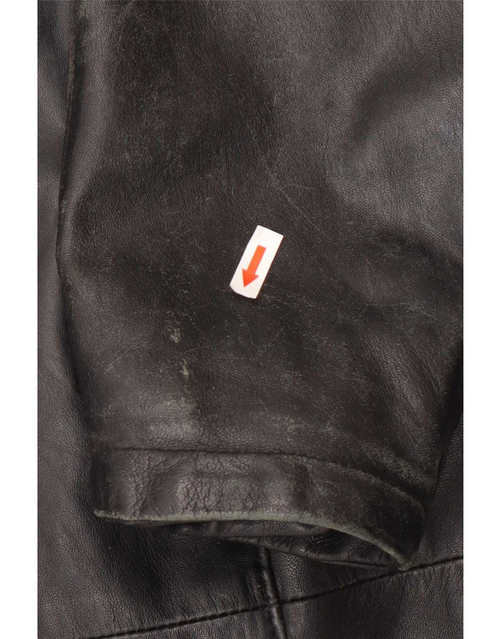 Casaco feminino de couro grande com capuz Kiros IT 48 XL preto