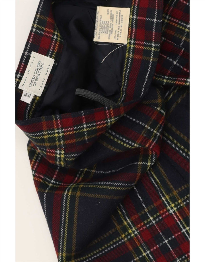 Mini saia feminina Benetton IT 44 média W28 poliéster xadrez multicolorido