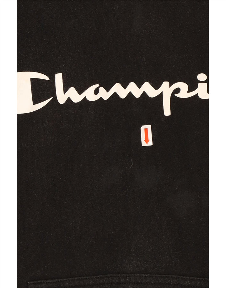 CHAMPION Suéter masculino com capuz gráfico pequeno algodão preto