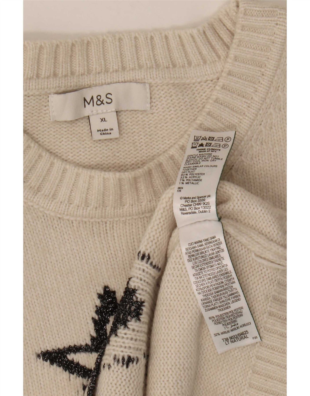 Suéter feminino Marks & Spencer com estampa abstrata e gola redonda Reino Unido 18 XL B