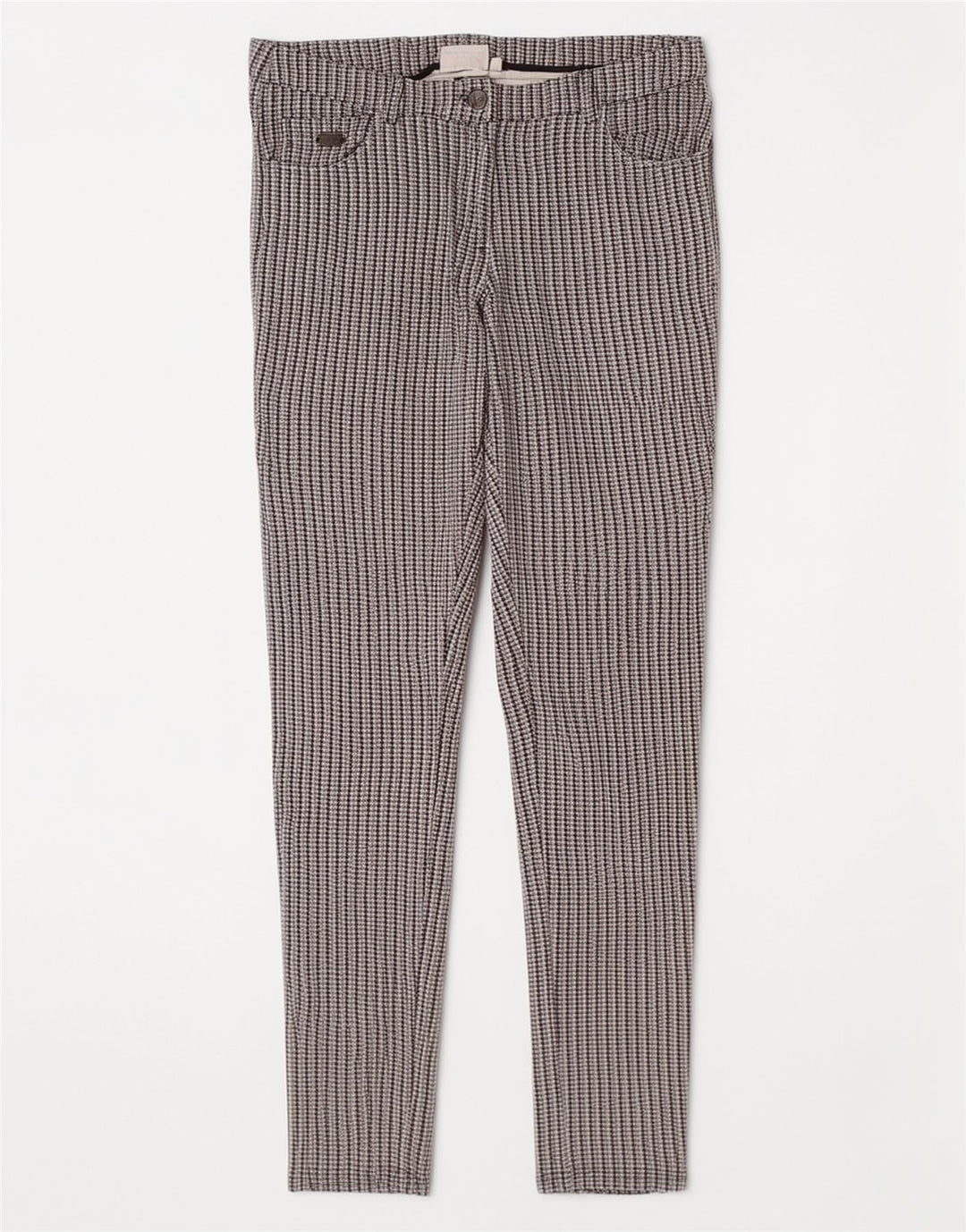 Ellesse Calça feminina casual justa média W30 L28 cinza houndstooth viscose