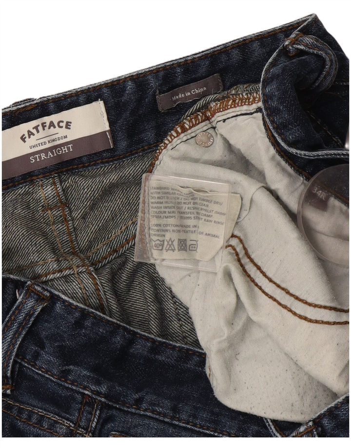 Calça jeans reta masculina Fat Face W34 L30 algodão azul marinho