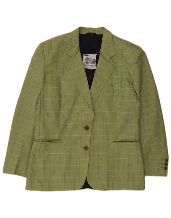 Jaqueta blazer feminina Norton & Wilson com 2 botões IT 46 xadrez verde grande