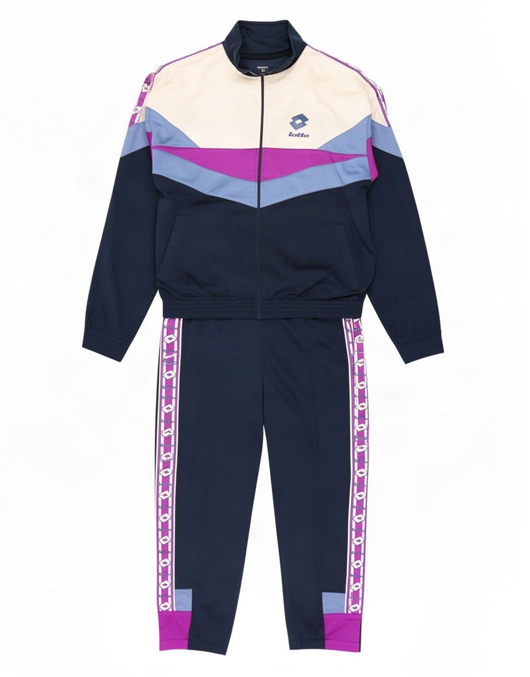 Lotto masculino gráfico completo agasalho médio azul marinho colorblock poliéster