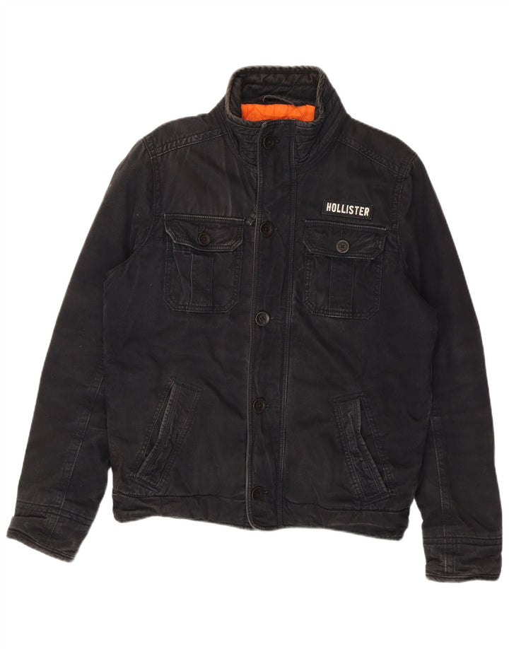 Jaqueta utilitária masculina Hollister UK 40 grande algodão preto