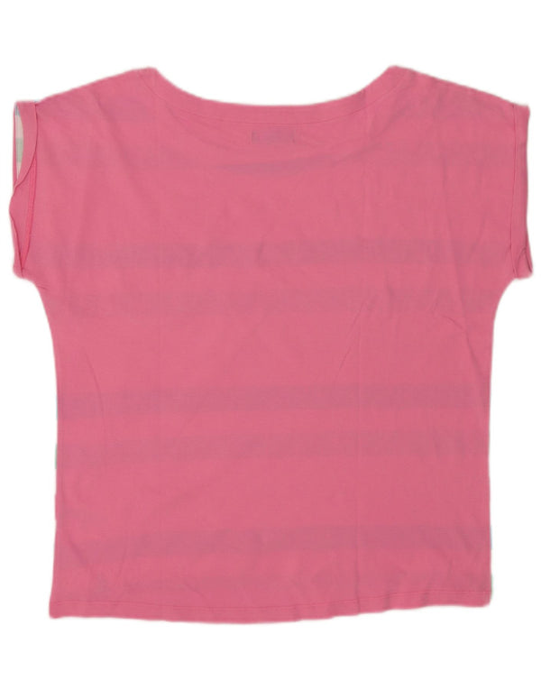 Camiseta feminina Best Company UK 16 grande algodão listrado multicolorido