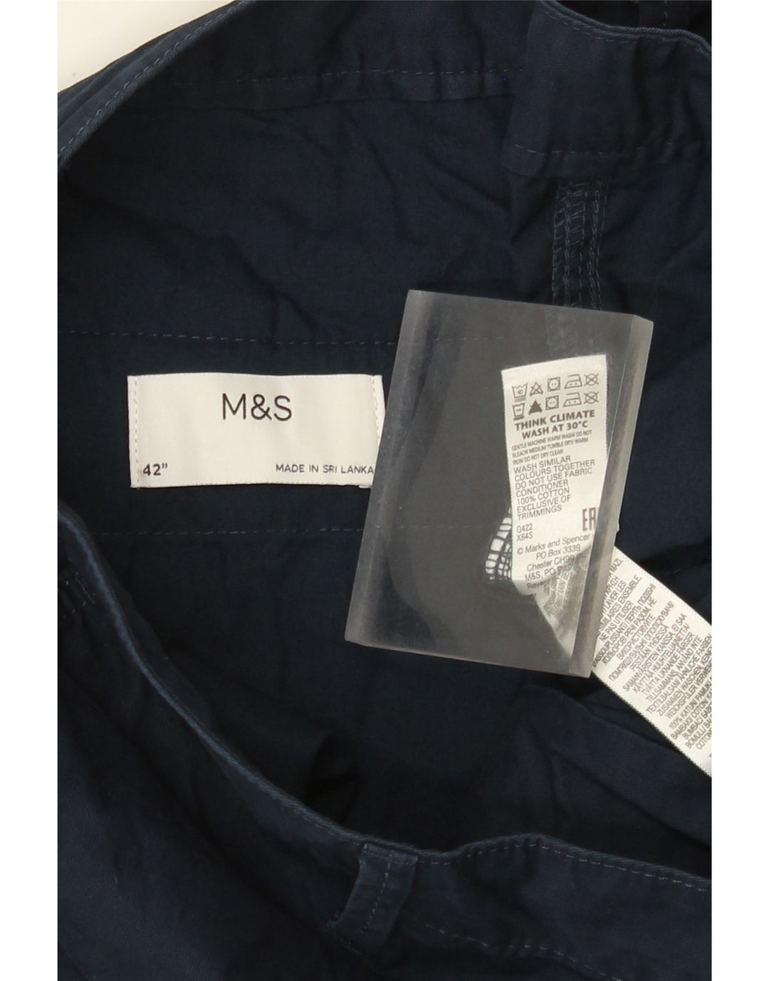 Shorts cargo masculino Marks & Spencer W42 2XL algodão azul marinho