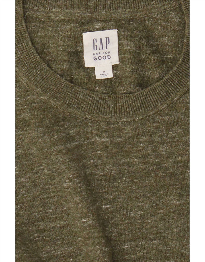 Suéter masculino Gap com gola redonda, médio cáqui salpicado