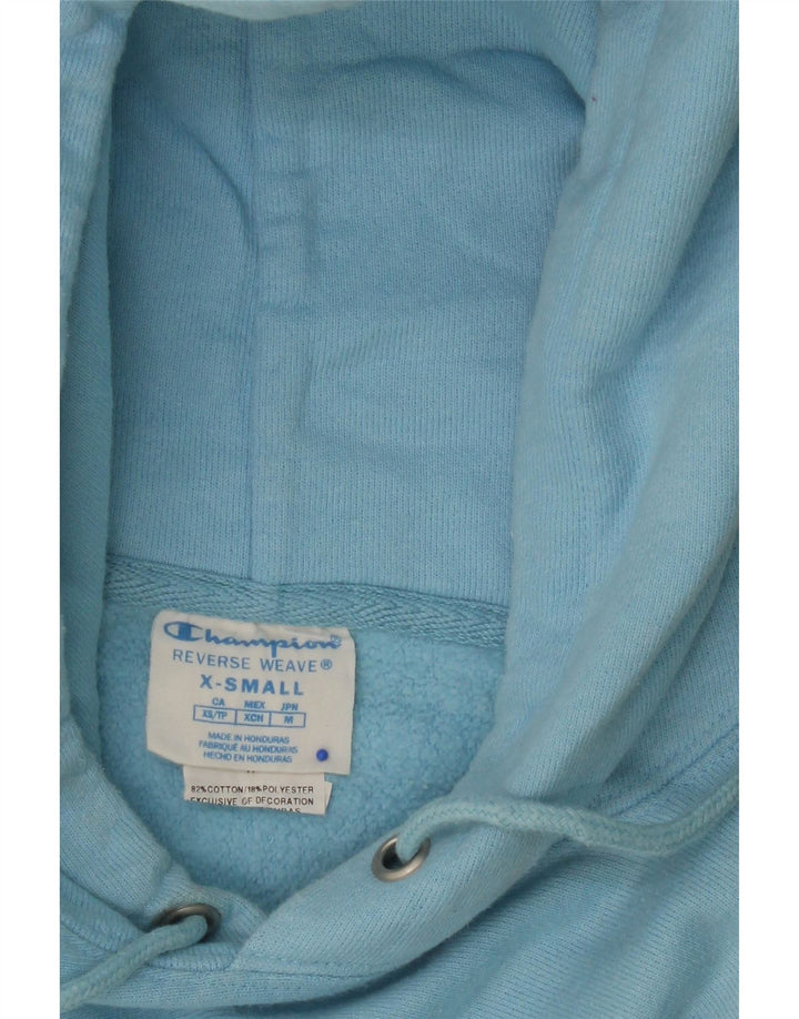 CHAMPION Mens Graphic Hoodie Jumper XS Blue Cotton Vintage Champion and Second-Hand Champion from Messina Hembry 