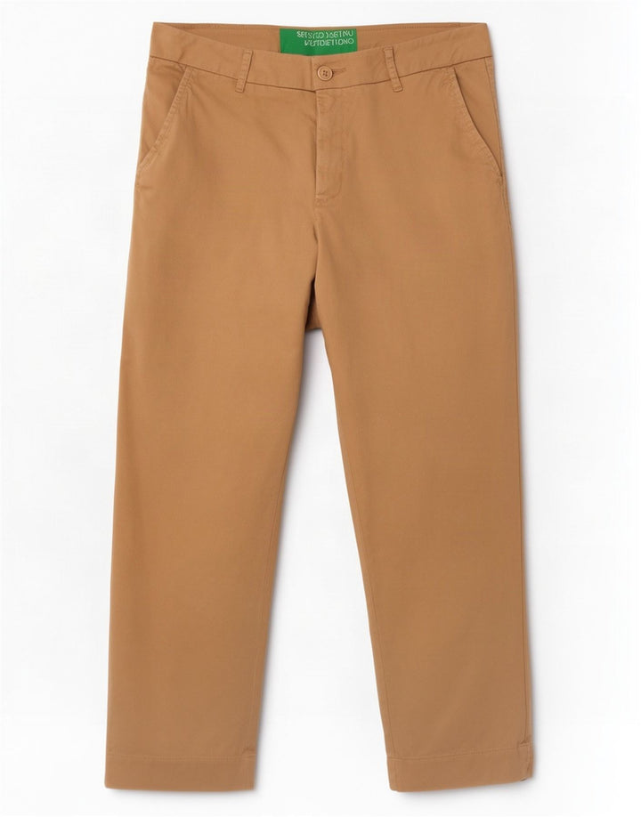 Calças cortadas femininas Benetton W30 L23 bege