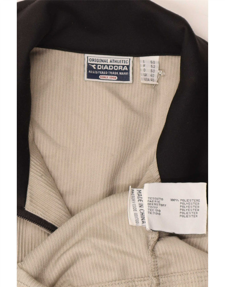Diadora Mens Tracksuit Top Jacket UK 40 Medium Beige Colourblock Poliéster