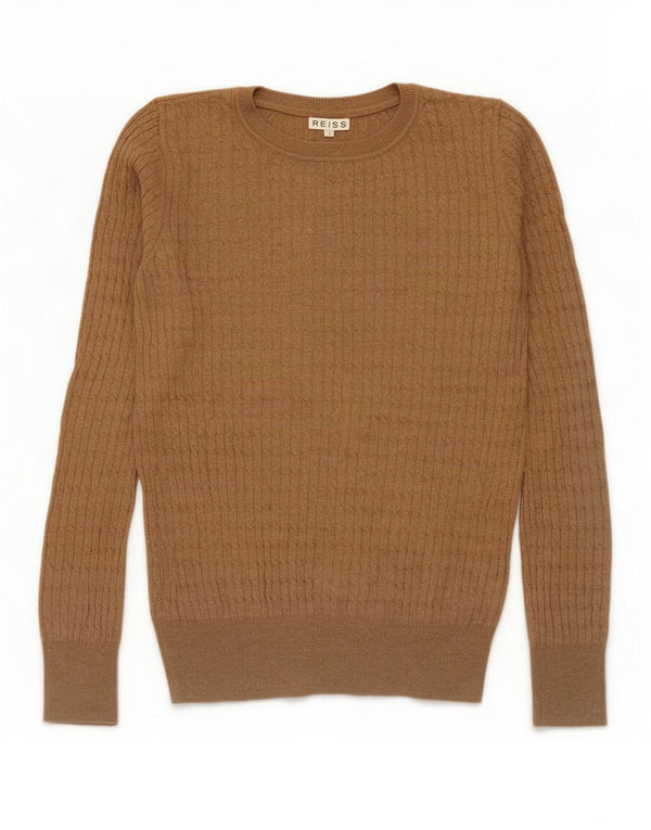 Suéter masculino Reiss com gola canoa e viscose marrom pequena