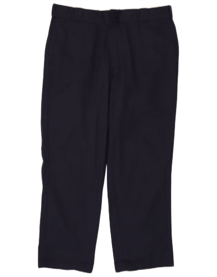 Calças Chino retas masculinas Dickies W38 L30 poliéster azul marinho