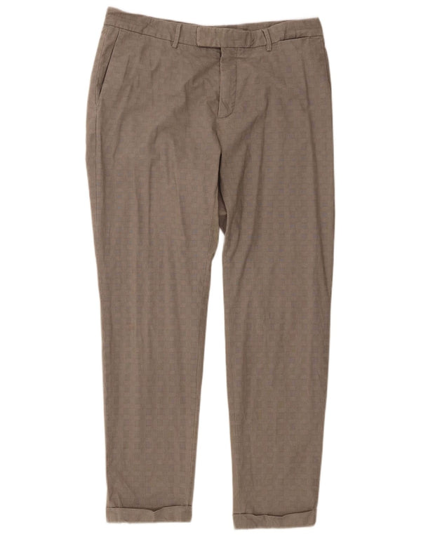 Calça masculina Massimo Dutti cônica EU 42 grande W32 L29 xadrez cinza