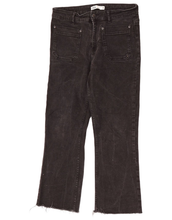 Calça jeans feminina Zara cintura alta cortada EU 40 médio W30 L25 preto