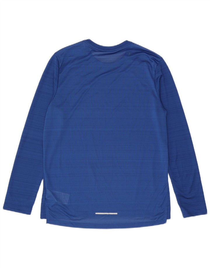 Nike Mens Dri Fit Top Manga Longa Médio Azul Listrado Poliéster