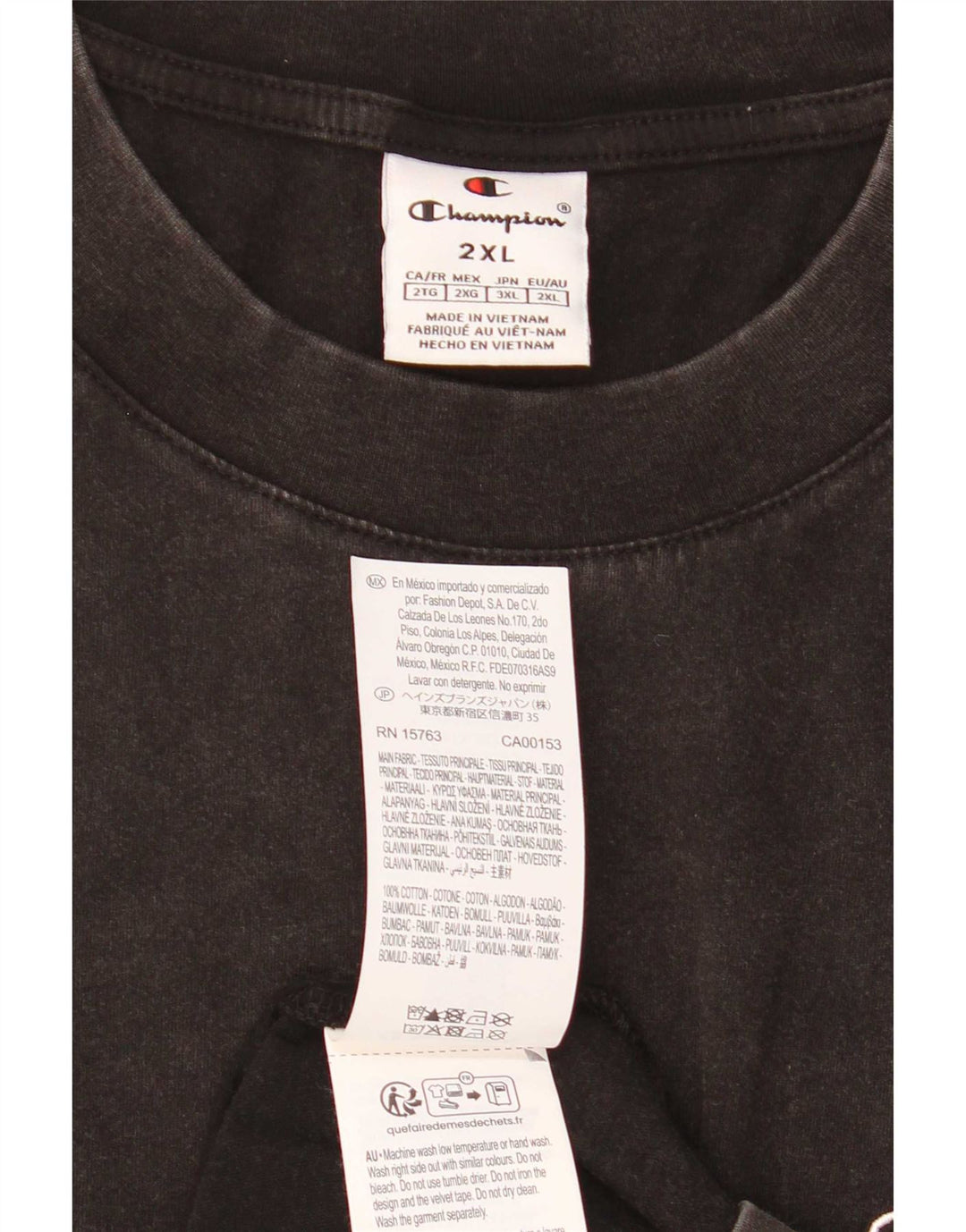 Camiseta masculina Champion Top 2XL algodão preto