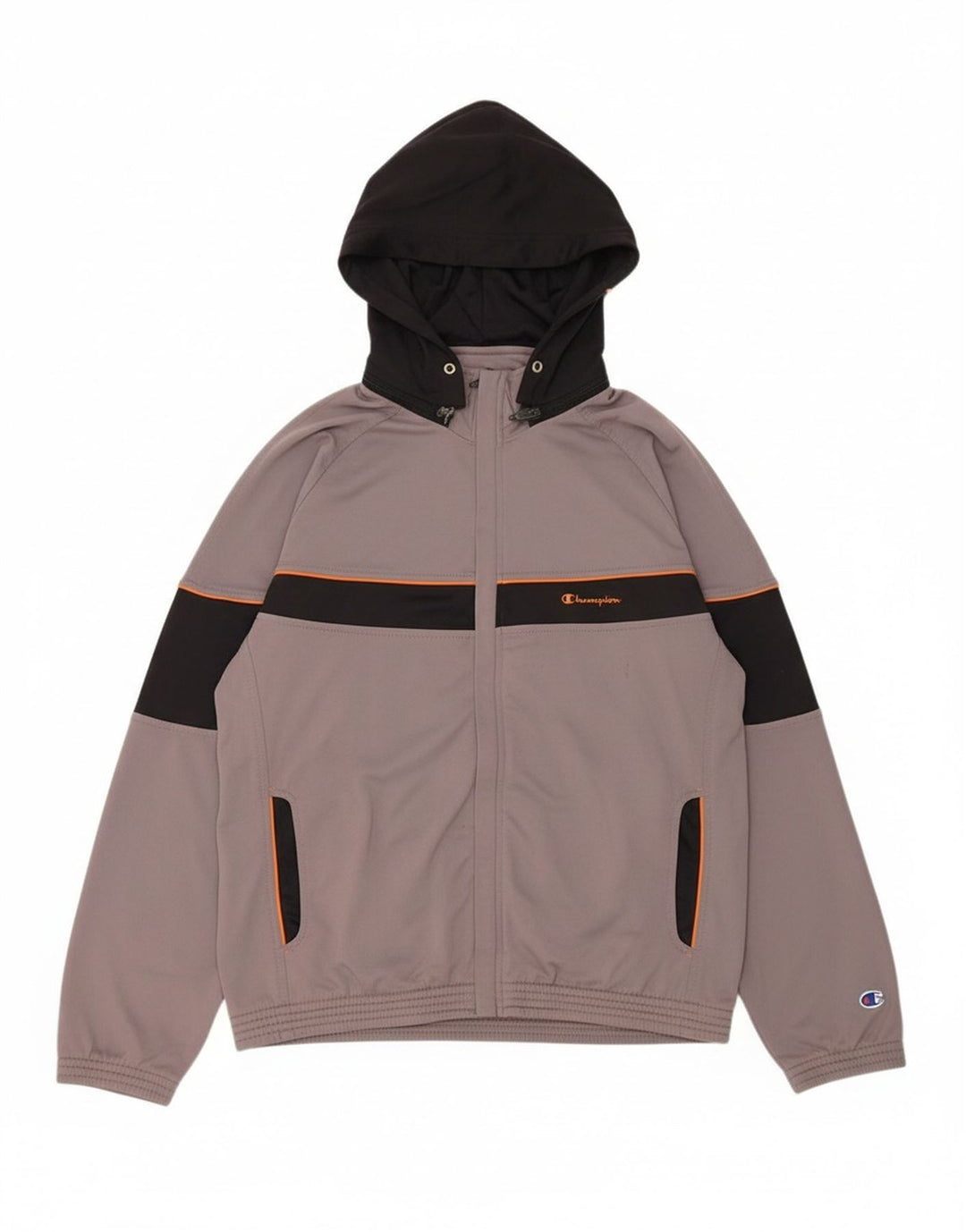 Jaqueta masculina com capuz CHAMPION grande bloco colorido cinza