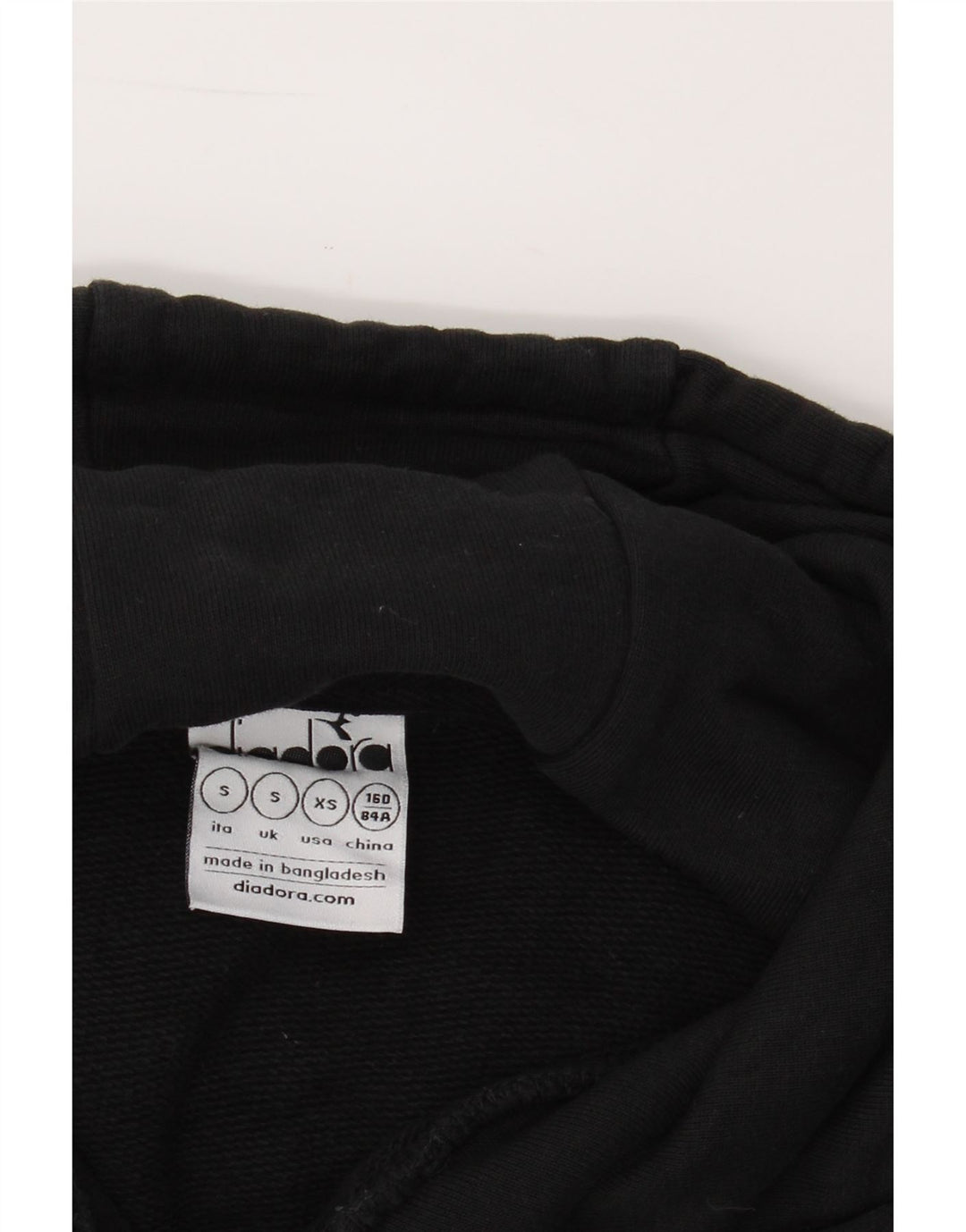 DIADORA Mens Graphic Hoodie Jumper Small Black Cotton Vintage Diadora and Second-Hand Diadora from Messina Hembry 