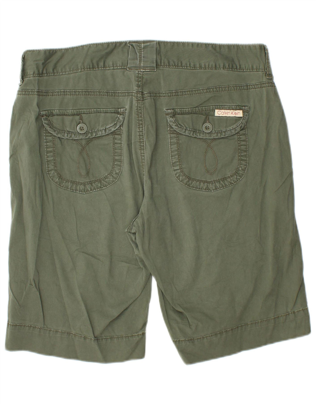 CALVIN KLEIN Shorts feminino casual US 14 XL W34 algodão cáqui