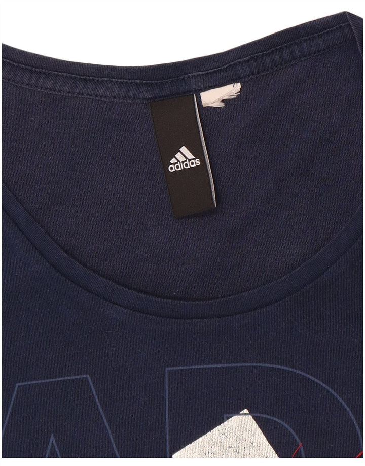 Camiseta Adidas Feminina Graphic Top UK 12 Médio Azul Marinho