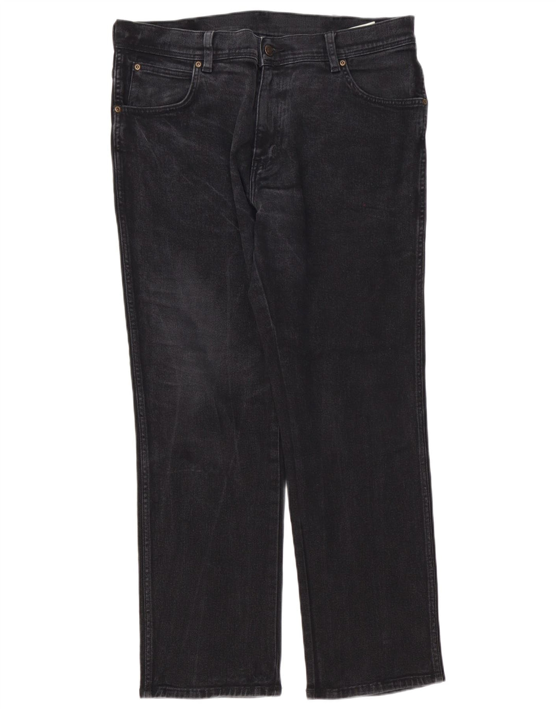 Wrangler Mens Straight Jeans W36 L30 Algodão Preto