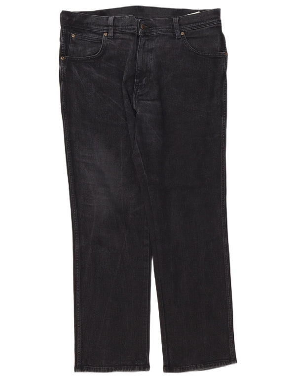 Wrangler Mens Straight Jeans W36 L30 Algodão Preto