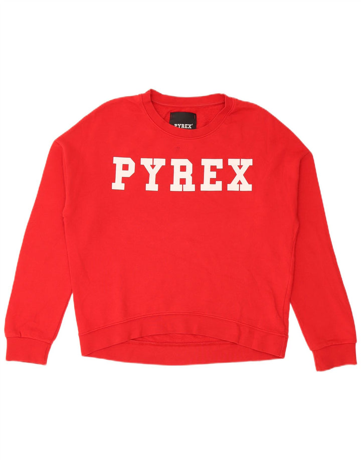 Suéter gráfico feminino Pyrex UK 14 algodão vermelho médio