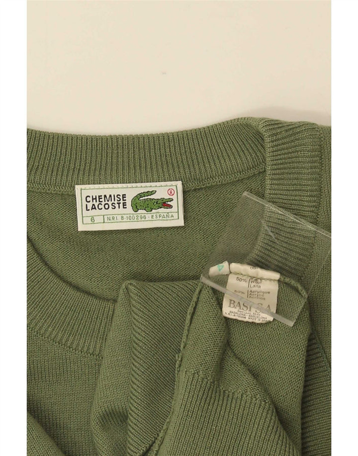 Lacoste Suéter masculino com gola redonda tamanho 6 XL lã verde