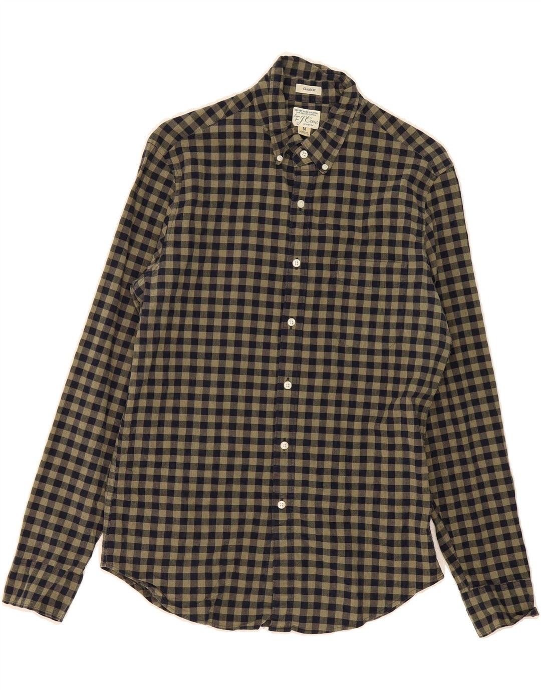 J. CREW Mens Stretch Shirt Medium Green Check Cotton Vintage J. Crew and Second-Hand J. Crew from Messina Hembry 