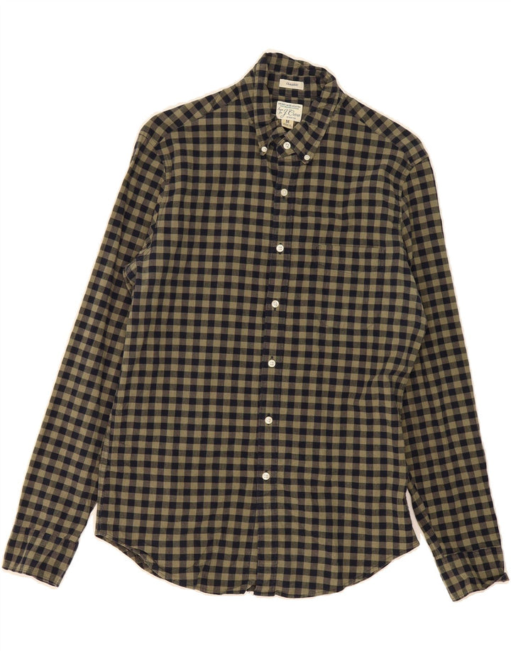 J. CREW Mens Stretch Shirt Medium Green Check Cotton Vintage J. Crew and Second-Hand J. Crew from Messina Hembry 