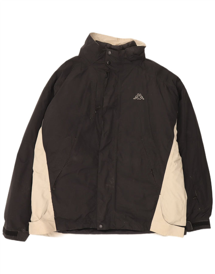 Jaqueta corta-vento masculina Kappa UK 44 2XL preta Colourblock poliamida