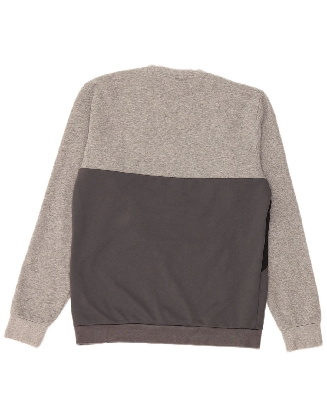 ADIDAS Mens Moletom Jumper Pequeno Cinza Colorblock Algodão