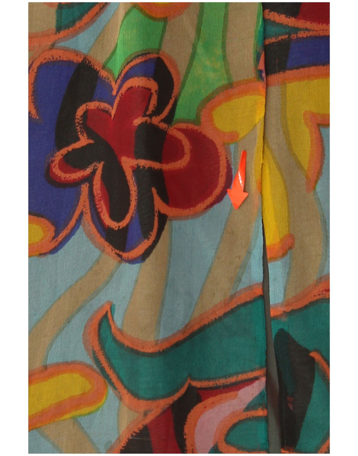 Vestido feminino VINTAGE com estampa abstrata e mudança UK 14 médio multicolorido