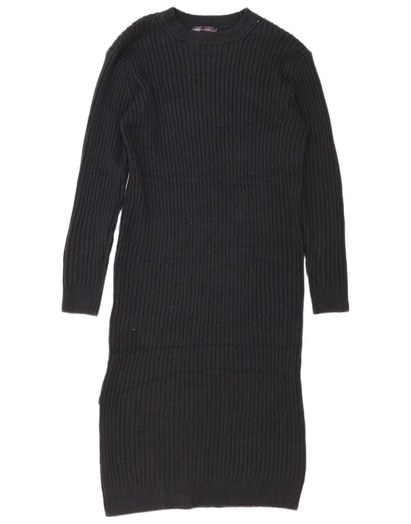 Vestido jumper feminino de manga comprida Marks & Spencer Reino Unido 14 médio preto