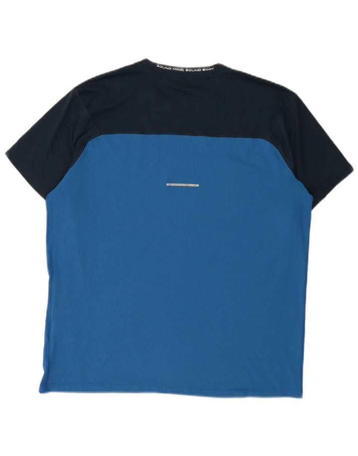 Camiseta masculina Asics Top grande azul colorblock poliéster