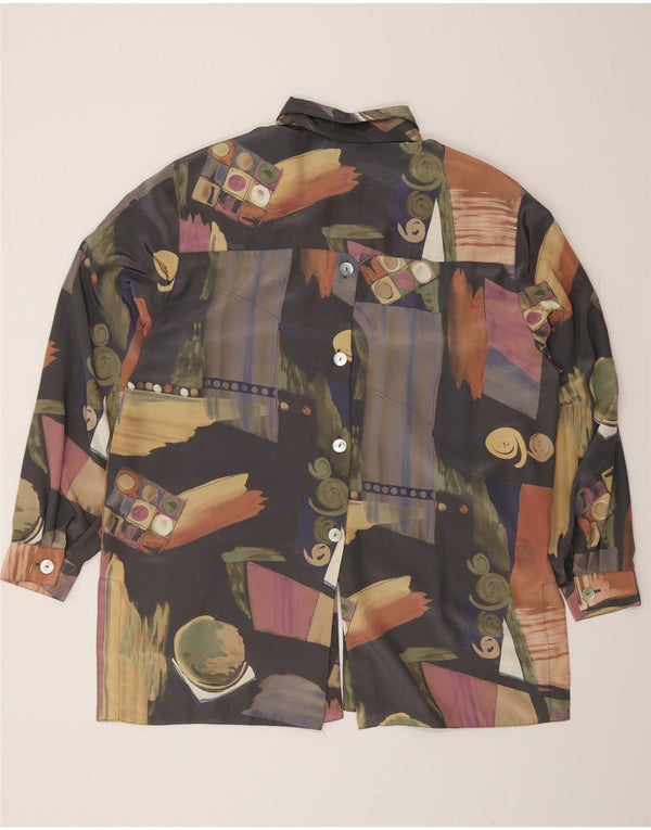 Vestido camisa oversized feminino vintage EU 44 XL patchwork multicolorido