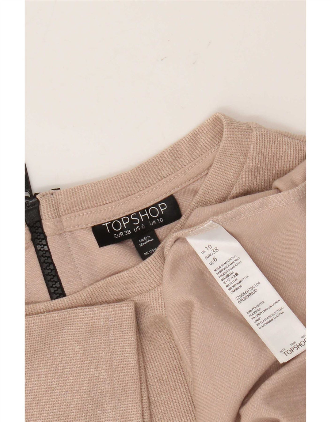 Topshop Camiseta Feminina Crop Top UK 10 Pequeno Poliéster Bege
