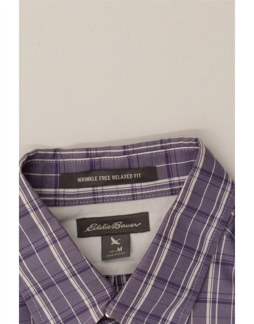 EDDIE BAUER Mens Relaxed Fit Shirt Medium Purple Check Cotton Vintage Eddie Bauer and Second-Hand Eddie Bauer from Messina Hembry 