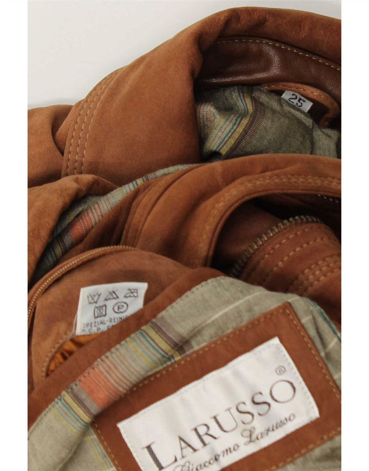Jaqueta masculina de camurça Giaccomo Larusso Reino Unido 42 XL couro marrom